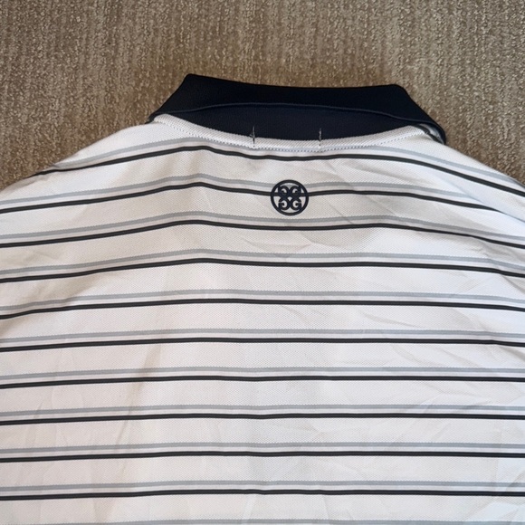 G/FORE Navy White Stripe Performance Polo Men's Small Golf Shirt Stretch Shirt - Picture 10 of 13